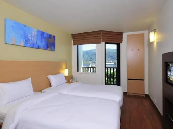 Modern design bedroom in city hotel