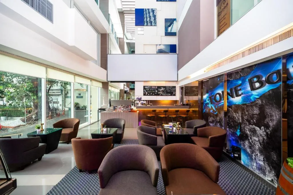 Night bar and entertainment area inside hotel