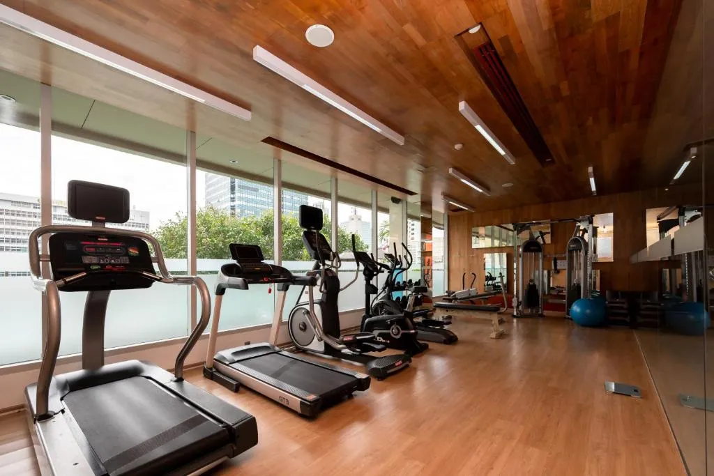 Modern fitness center inside hotel