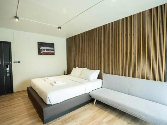 Hotel guest room with working desk