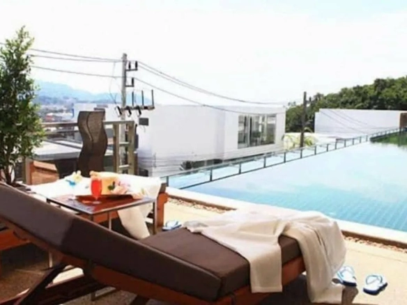 Rooftop pool relaxation area