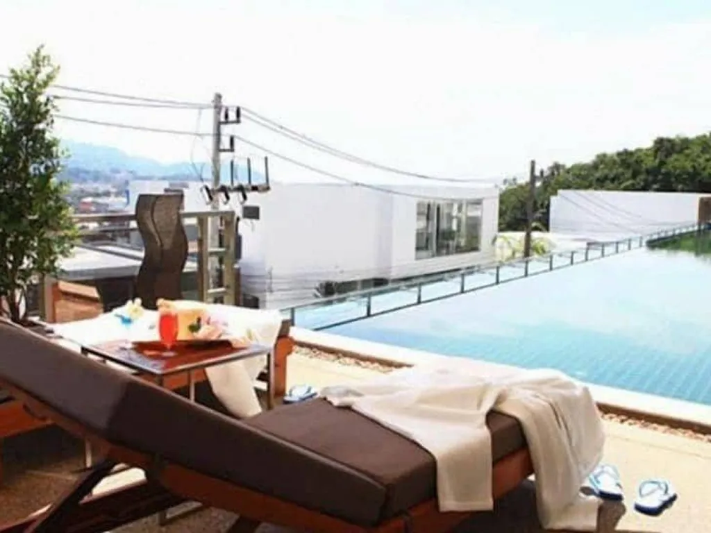 Rooftop pool relaxation area