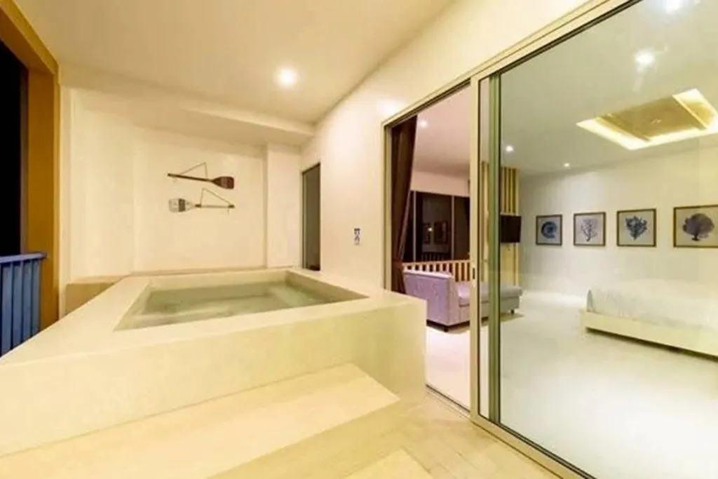 Modern bathroom with walk-in shower