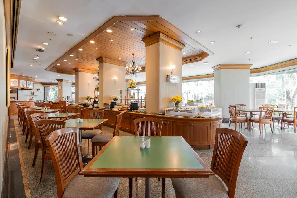 Spacious hotel restaurant interior in Pratunam
