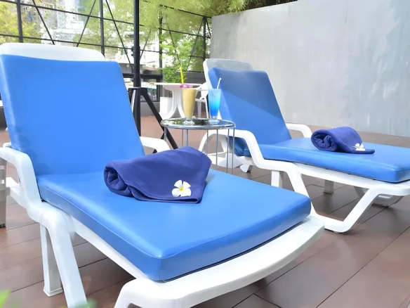 Poolside area designed for leisure and recreation