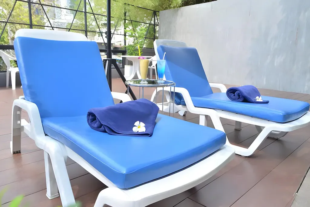 Poolside area designed for leisure and recreation