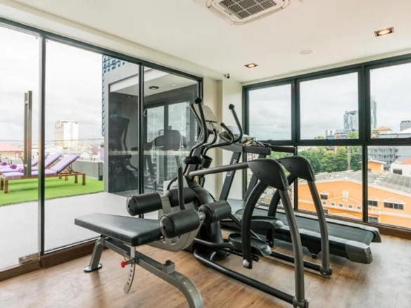 Fitness center with city view at boutique hotel North Pattaya