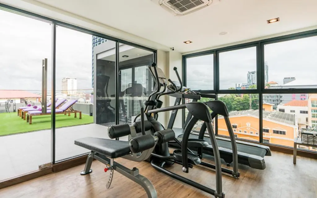 Fitness center with city view at boutique hotel North Pattaya