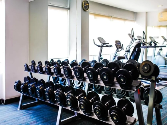 Fully equipped fitness center inside hotel