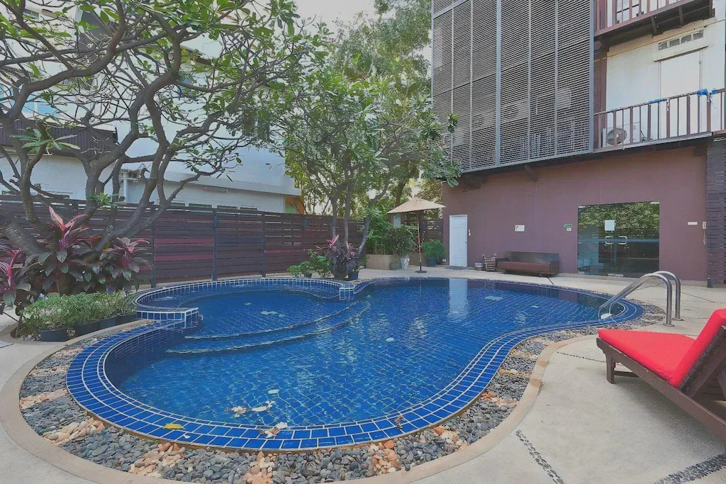 Garden relaxation area within hotel premises