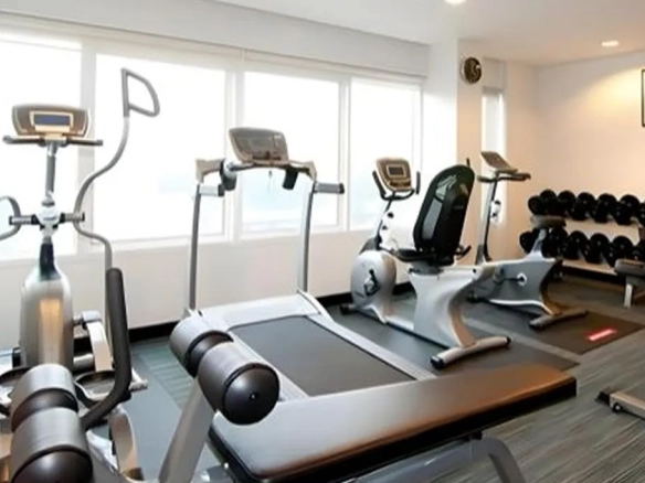 Hotel gym with professional fitness equipment