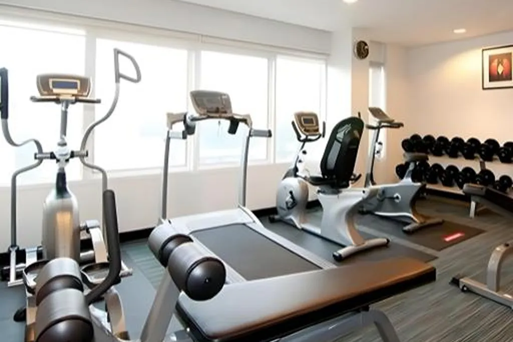 Hotel gym with professional fitness equipment