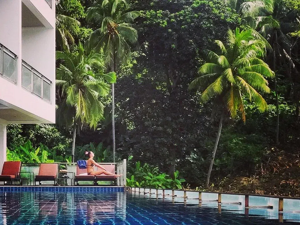 Outdoor swimming pool area