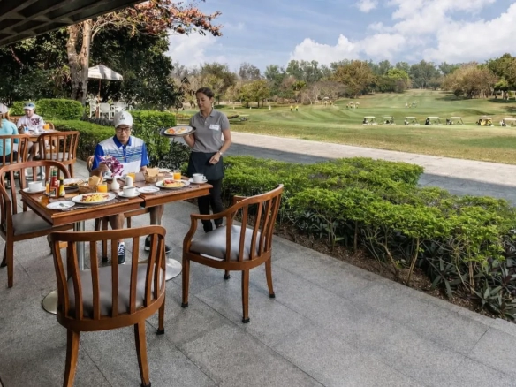 Outdoor dining overlooking golf course Chiang Mai