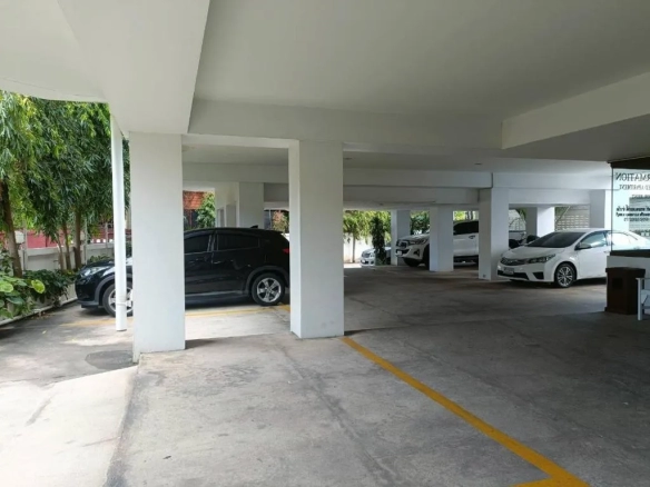 Covered parking area within hotel property