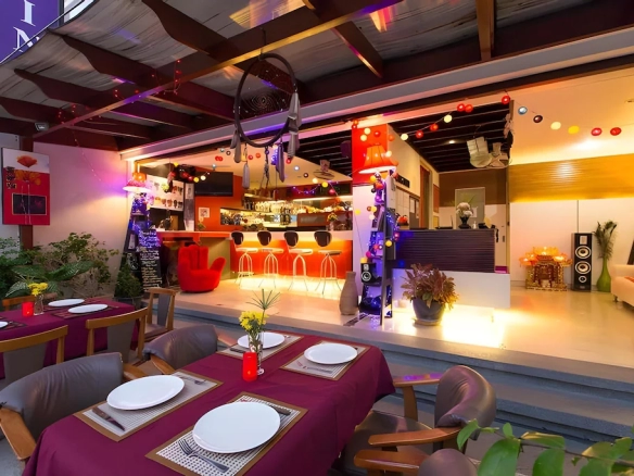 Restaurant and dining area inside boutique hotel