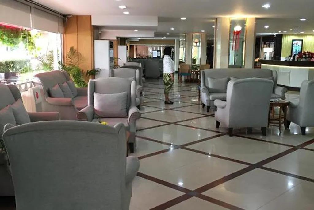 Outdoor terrace space within hotel premises