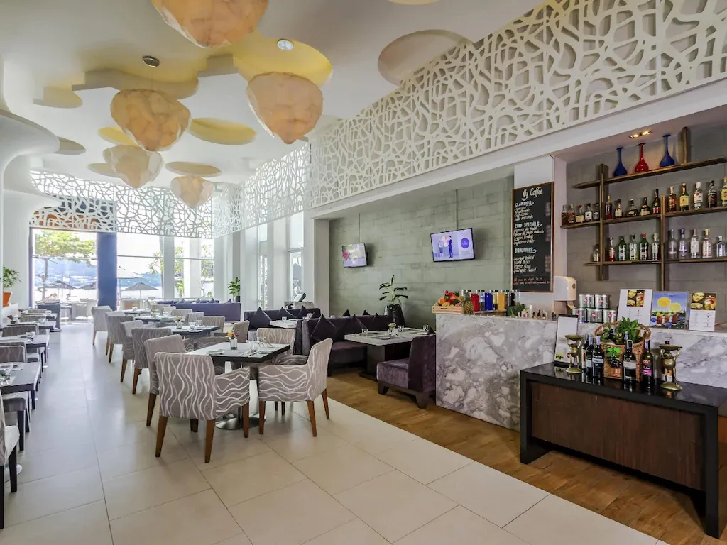 Rooftop view of hotel during sunset