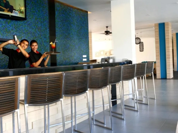 Modern bar counter at city hotel