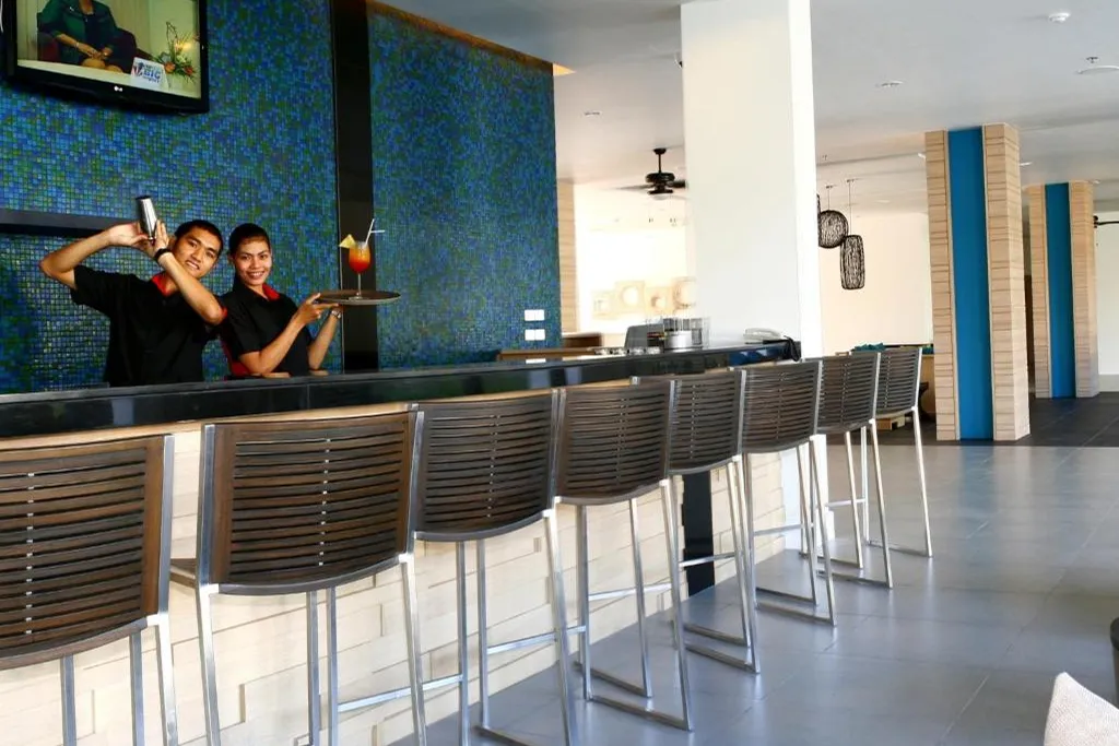 Modern bar counter at city hotel