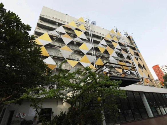 Modern architectural facade of city hotel