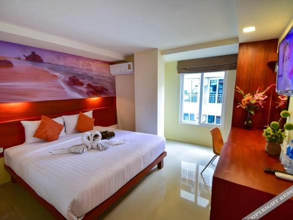 Night exterior view of boutique hotel