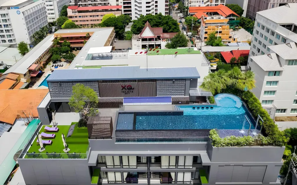 Aerial view of boutique hotel in North Pattaya