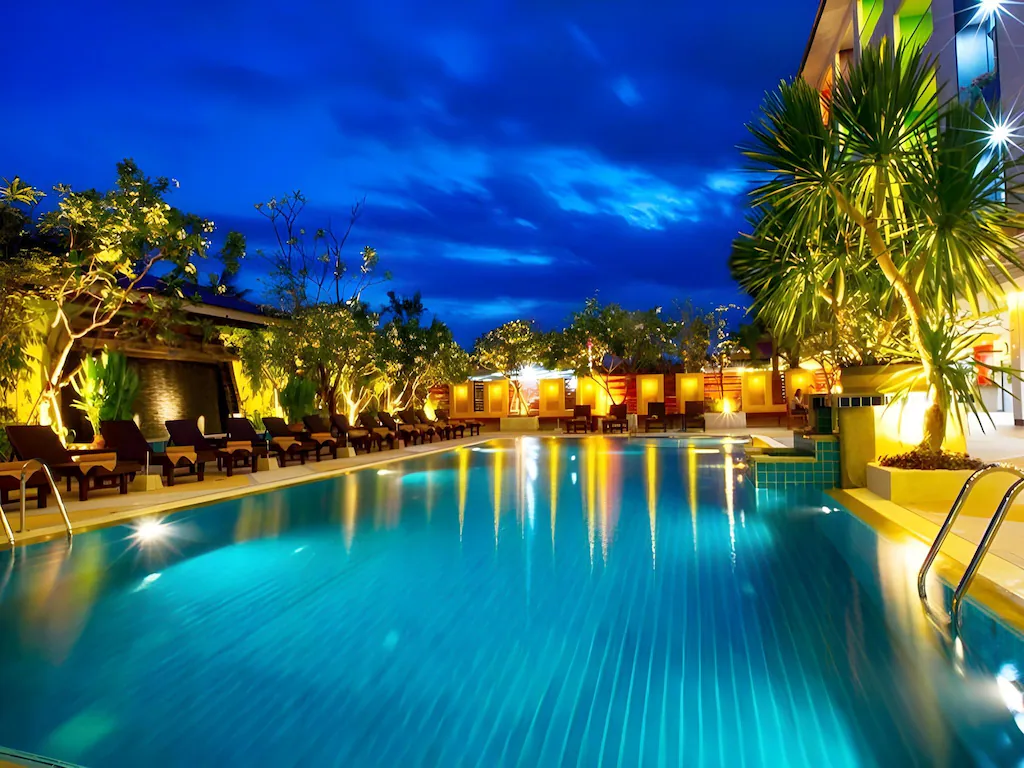 Night view swimming pool at The Ninth Pattaya Hotel Pattaya