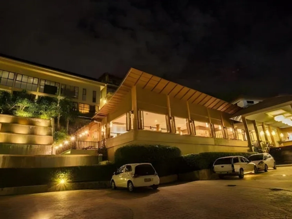 Boutique hotel exterior night view