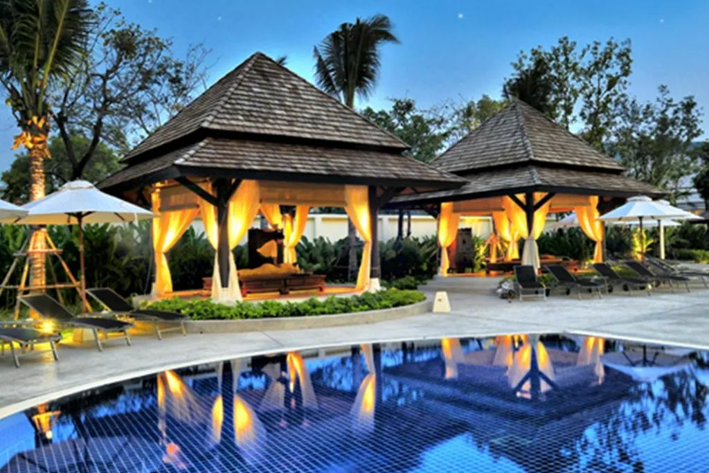 Exterior night view of city hotel