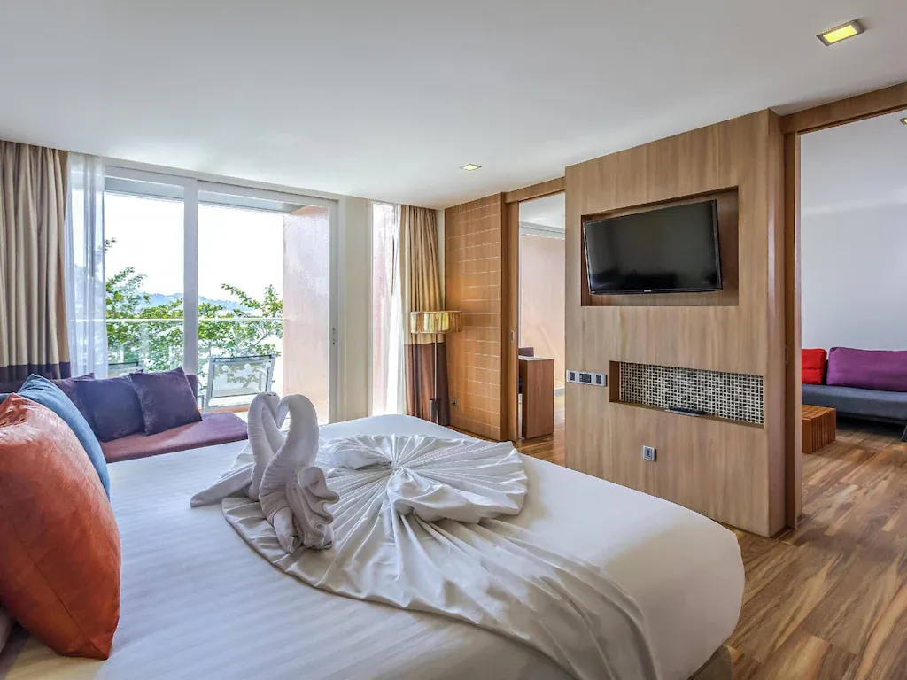 Bright hotel room with natural daylight