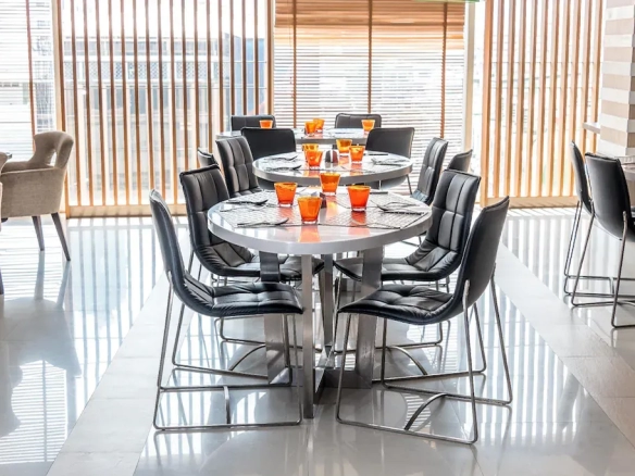 Modern restaurant layout inside hotel