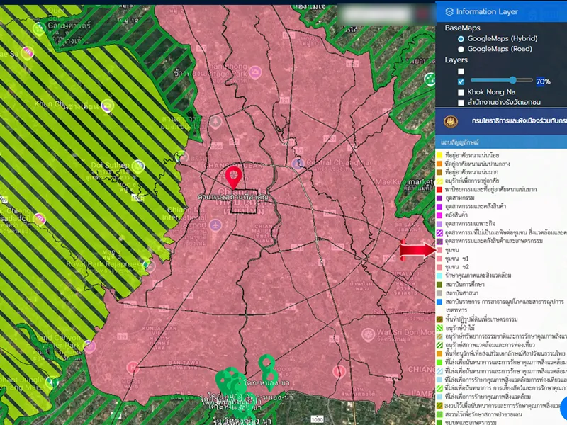 Location map showing Pingdoi Hualin Boutique Hotel in Chiang Mai Old City (moat area), near main roads, hospital, and key landmarks.