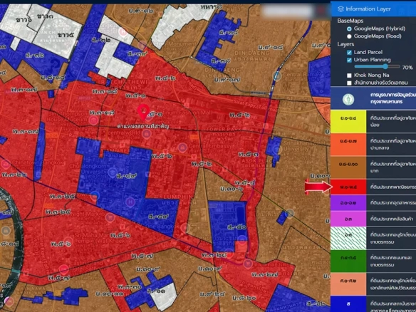 Hotel location map in Pratunam Bangkok showing land parcel and urban planning zoning