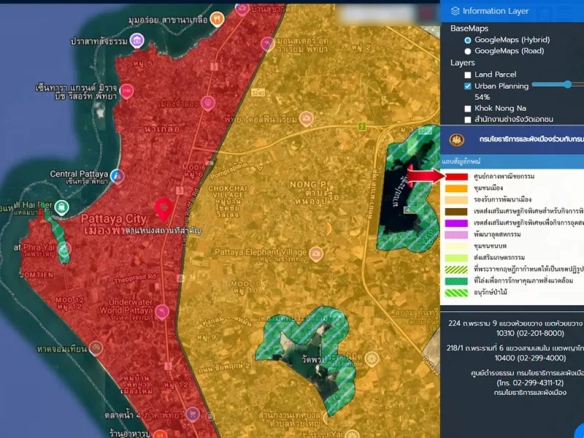 Location map showing a 3 star hotel for sale Bang Lamung Pattaya Chonburi, Thailand, with nearby roads and surrounding landmarks.