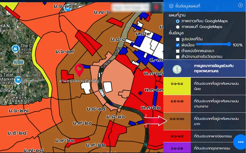 hs-0019 land use and zoning map showing the site of a 4-star boutique hotel in Bangkok Noi, Bangkok