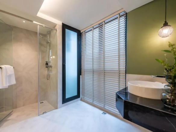 Bathroom interior showing functional space of hotel for sale in Bangkok Noi Bangkok