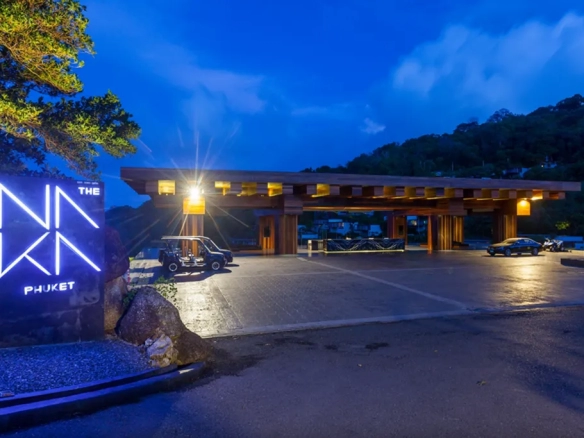 Luxury villa resort entrance at night in Phuket