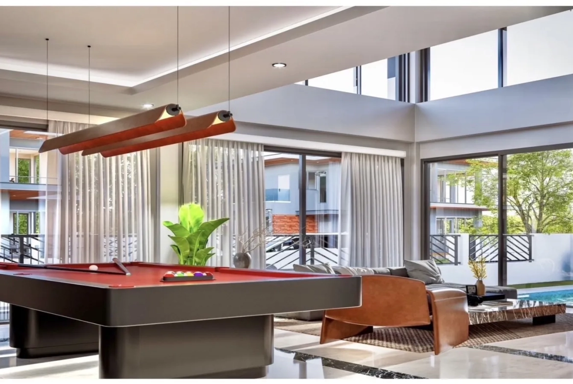 Interior facility and shared recreational area of villa for sale in Bang Lamung Chonburi