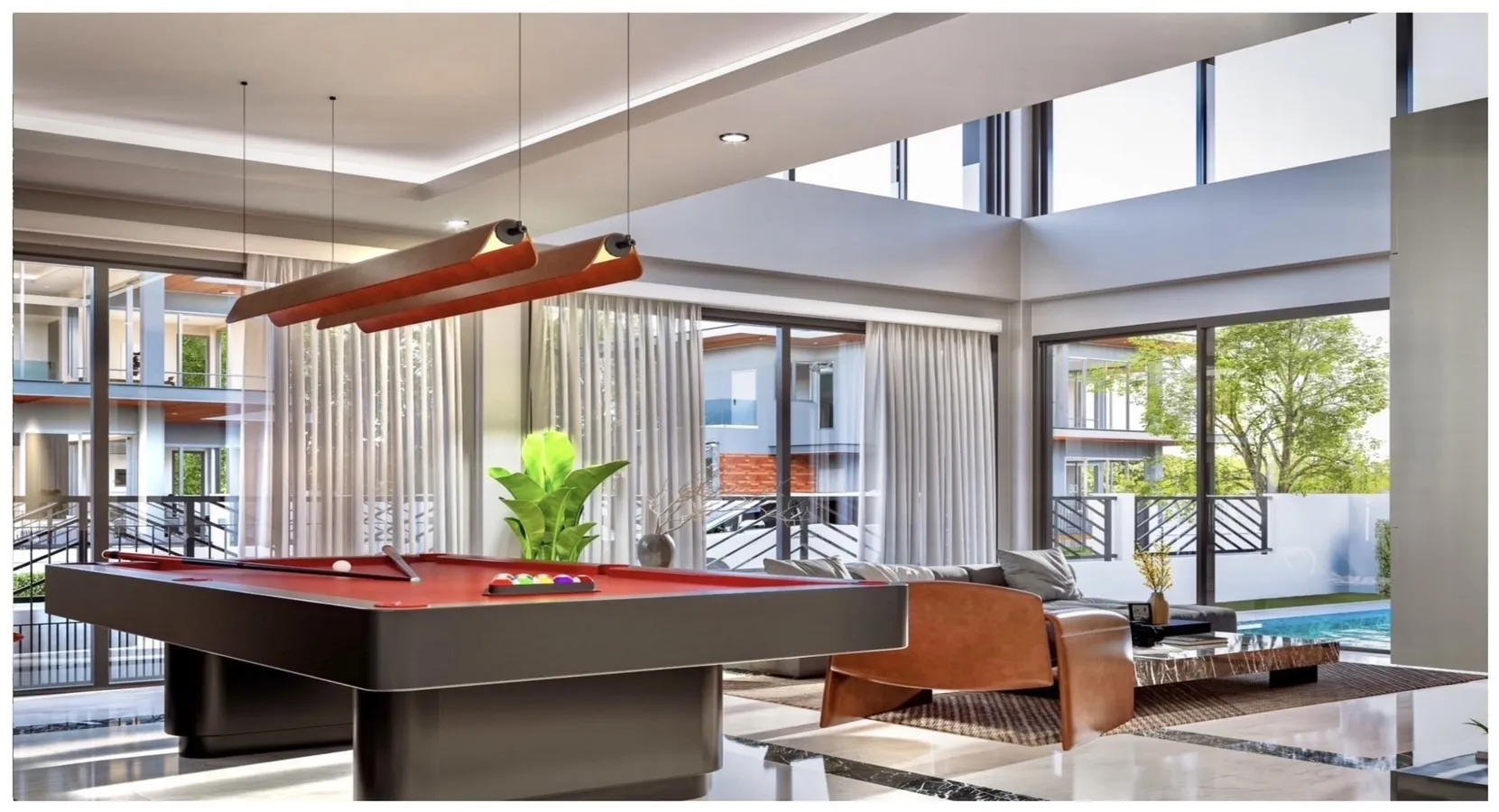 Interior facility and shared recreational area of villa for sale in Bang Lamung Chonburi