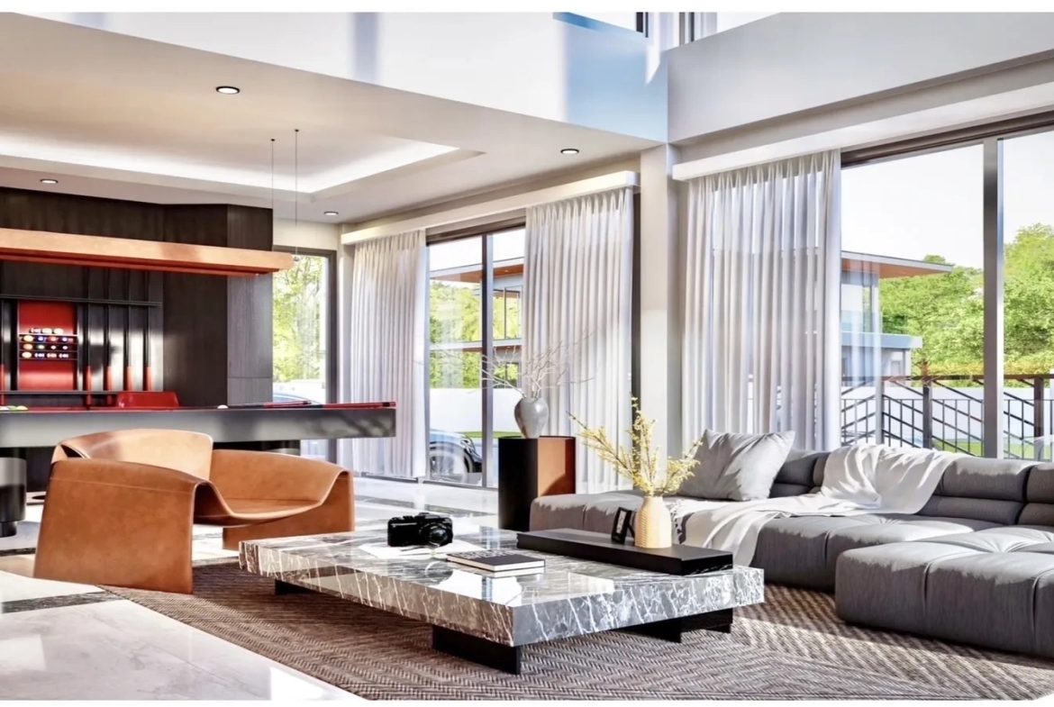 Main living area interior showing usable space of villa for sale in Bang Lamung Chonburi