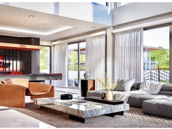 Main living area interior showing usable space of villa for sale in Bang Lamung Chonburi