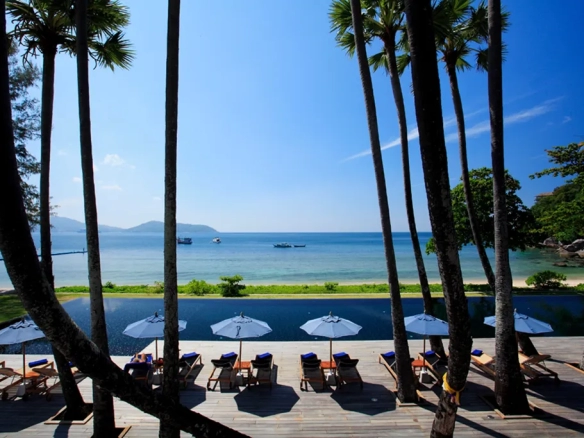 Seaside infinity pool at luxury villa resort in Phuket