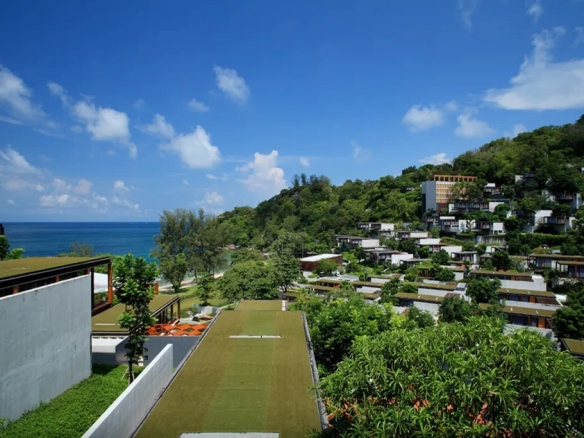 Hillside view of seaside villa resort in Phuket