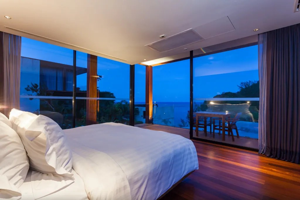 Villa private pool in the evening in Phuket