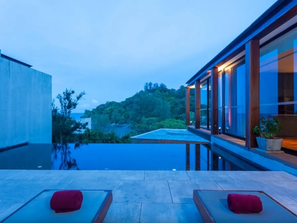 Villa private pool in the evening in Phuket