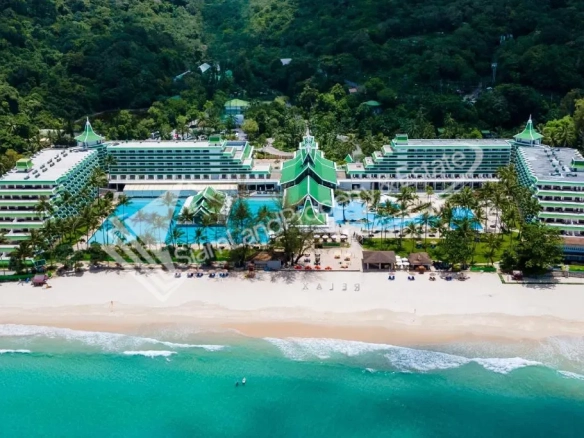 Beachfront luxury resort aerial