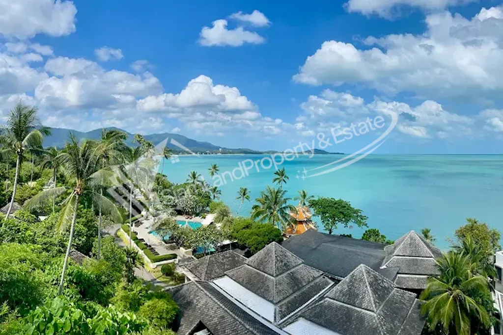Beachfront luxury resort aerial view