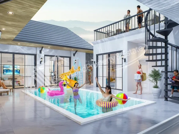 Modern pool villa poolside exterior
