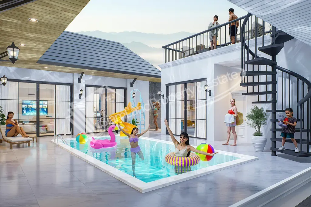 Modern pool villa poolside exterior